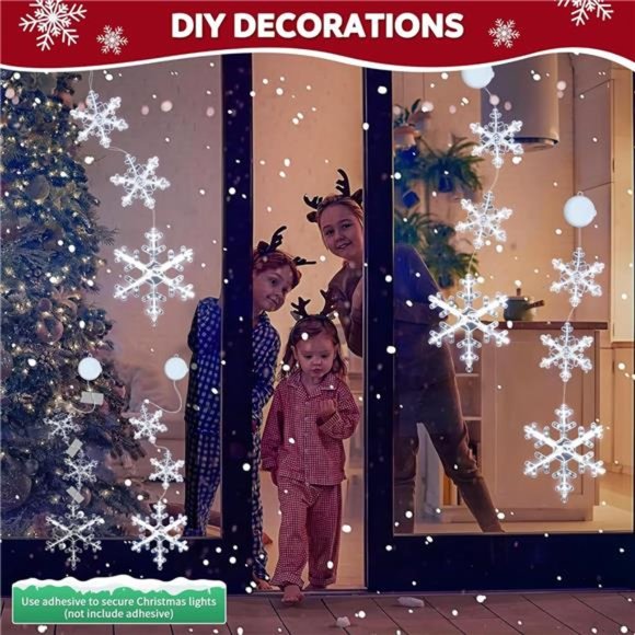 3 Pack Snowflake Christmas Window Lights with Suction Cup, Battery Operated - Picture 6 of 7